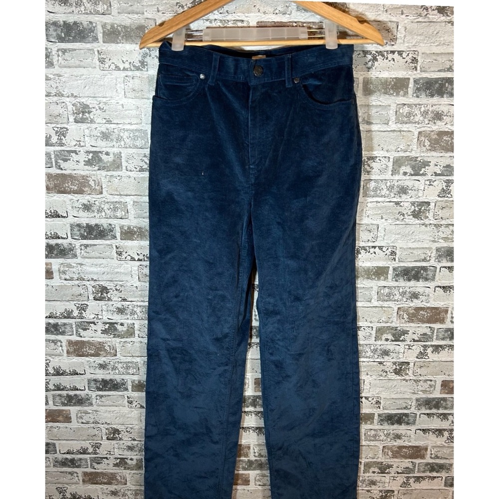 La Vie Rebecca Taylor Navy Blue Corduroy Wide Leg High Rise Pants Size 27